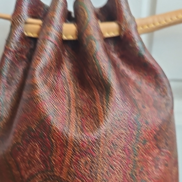 Etro Burgundy and Tan Paisley Drawstring Pouch NWOT AND BOX - Picture 6 of 11